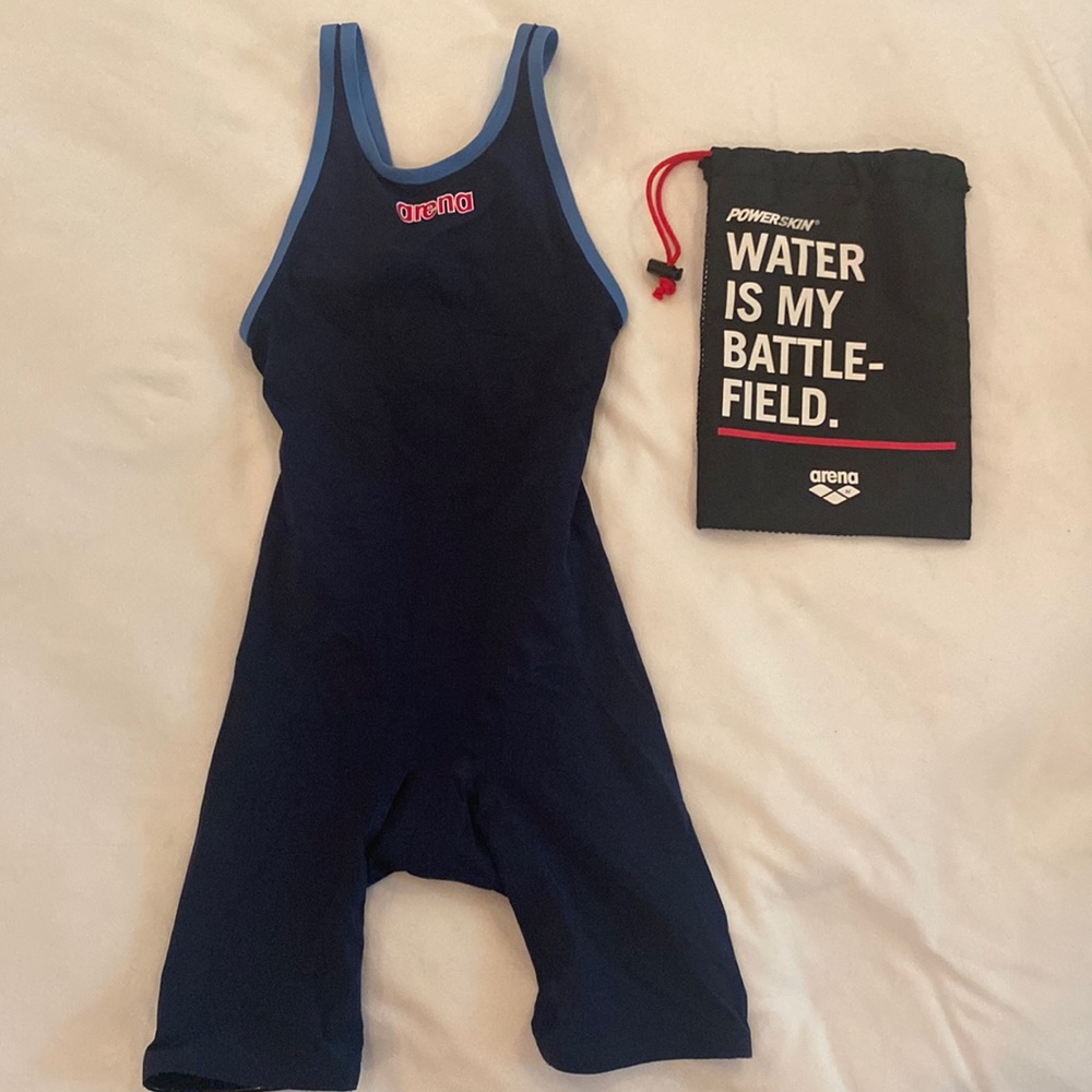 Arena Powerskin/Kneeskin Tech Suit in Navy/Light Blue